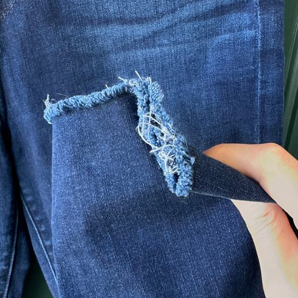 7 For All Mankind Jeans 30 High Waist Ankle Skinny Dark Wash Raw Hem Stretch - Picture 3 of 10